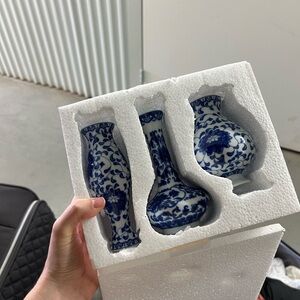 Set of 18 Blue and White Porcelain Vases